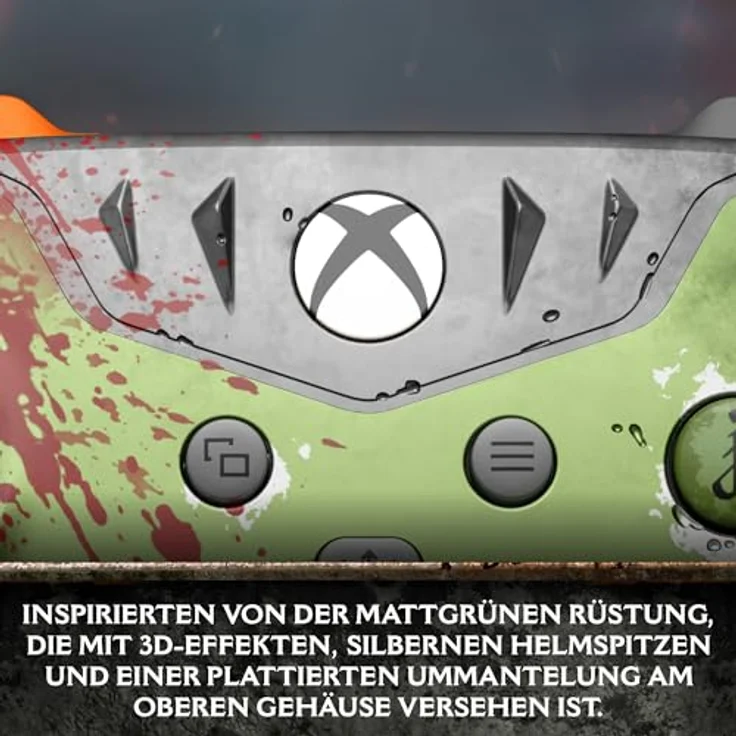 Xbox Wireless Controller – DOOM: The Dark Ages Limited Edition, mattgrün mit 3D-Effekten und Download für DOOM Slayer Executioner-Skin – Bild 3
