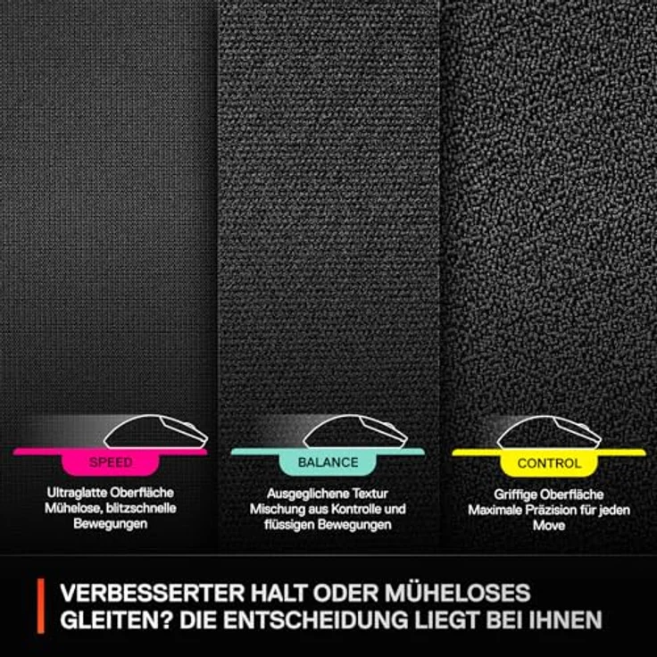 SteelSeries QcK Performance Balance L Mauspad - Gaming-Mauspad, rutschfeste Unterseite, 490 x 420 mm, schwarz – Bild 6