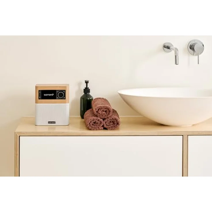 sonoro Stream Internetradio mit Bluetooth & DAB Plus (UKW/FM, WLAN, MP3, Spotify, Amazon, Deezer, spritzwassergeschützt) Design Küchenradio Ahorn/Weiß - sonoro Stream Internetradio mit exzellentem Klang, stabilem Empfang und spritzwassergeschütztem Gehäuse – Bild 2