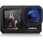 Niceboy Vega X 8K, Action Cam mit 8K Ultra HD Videoauflösung, 12 MP Sensor, 170° Blickwinkel, Bildstabilisierung, wasserdicht bis 12 m, WLAN, Schwarz