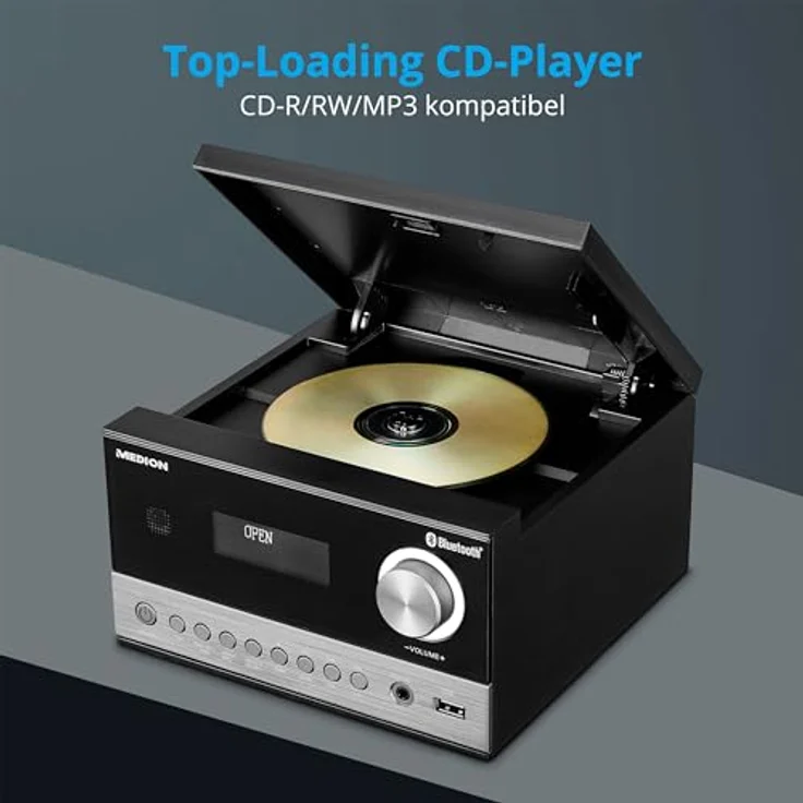 MEDION E64088 Micro Audio System Kompaktanlage (DAB+, CD-Player, Bluetooth, USB Anschluss, LCD-Display) in Schwarz – Bild 5