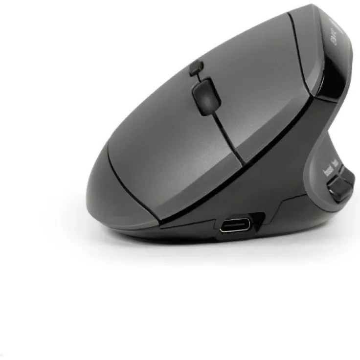 Bakker Elkhuizen MidWay 3, Vertikale ergonomische Maus für Rechtshänder (Kabelgebunden und Kabellos), Grau und Schwarz