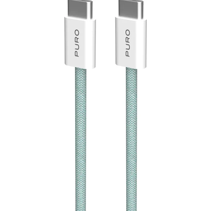 PURO PUCCCFABK415MTNGRN USB 2.0 Kabel, 1,5 m, USB C, Grün, Weiß, für Schnellladung bis 60 W