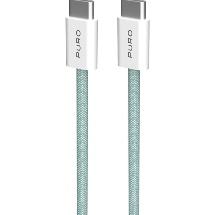 PURO PUCCCFABK415MTNGRN USB 2.0 Kabel, 1,5 m, USB C, Grün, Weiß, für Schnellladung bis 60 W