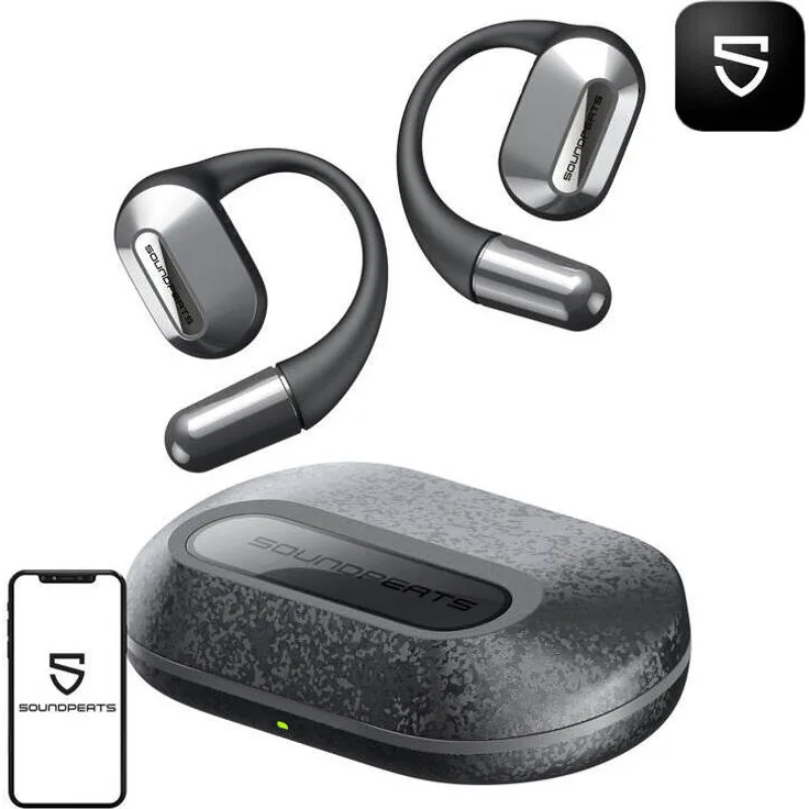 SoundPEATS HearFit kabellose Kopfhörer in Schwarz, ideal für aktive Nutzer und Sportler