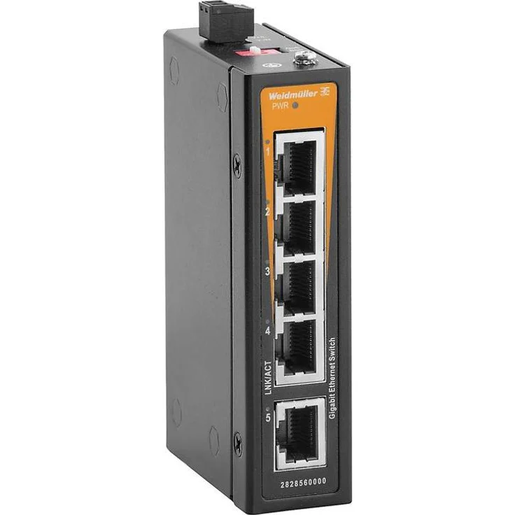 Weidmüller IE-SW-ELB-05-5GT Netzwerk Switch, 5 Port Gigabit Ethernet, industrietauglich