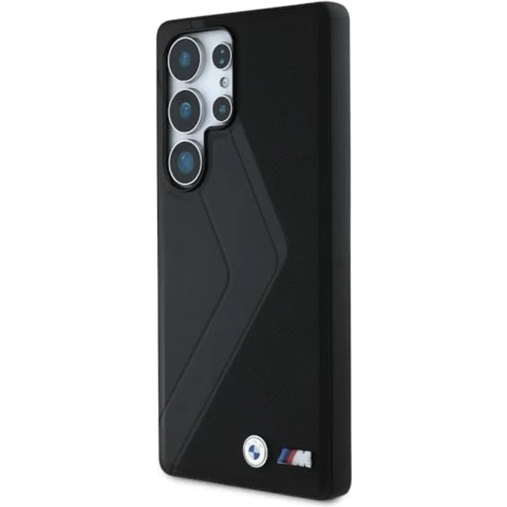 BMW Handyhülle Galaxy S25 Ultra, MagSafe kompatibel, Kunstleder schwarz mit Metall-Logo, 6,9 Zoll, Kantenschutz – Bild 2