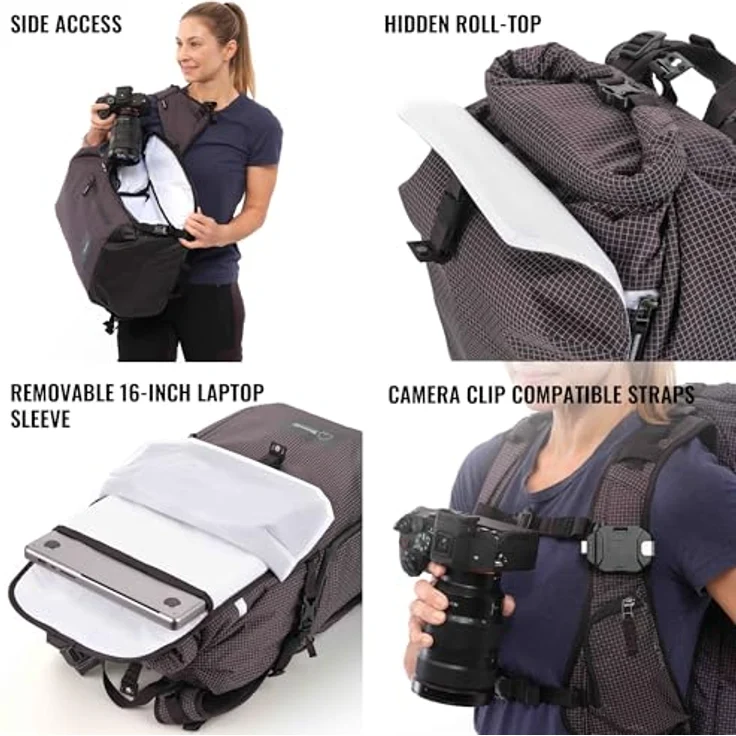 Shimoda Sidecountry 28, Fotorucksack mit 28 l Volumen, schwarz, für DSLR- und spiegellose Kameras, ergonomisch und wasserabweisend – Bild 3