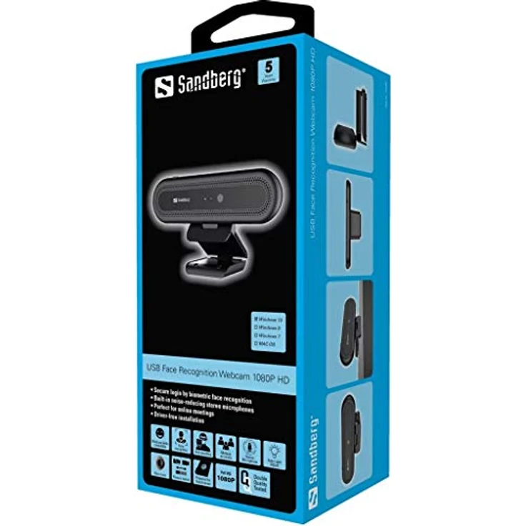 Sandberg 133-99 Face Recognition Webcam 1080P – Bild 2
