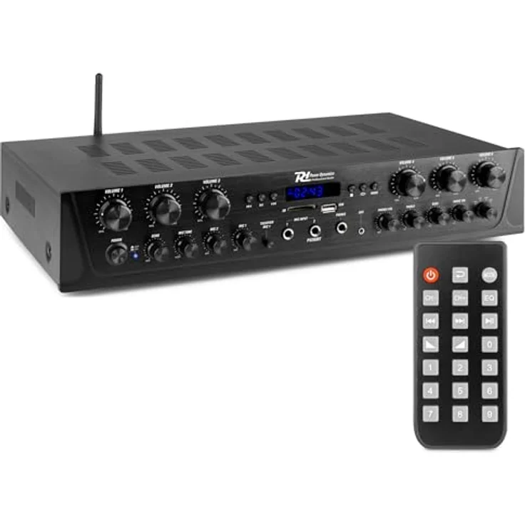 Power Dynamics PV260BT, 600W Stereo-Verstärker mit Bluetooth, USB, SD, FM-Radio – Schwarz – Bild 1