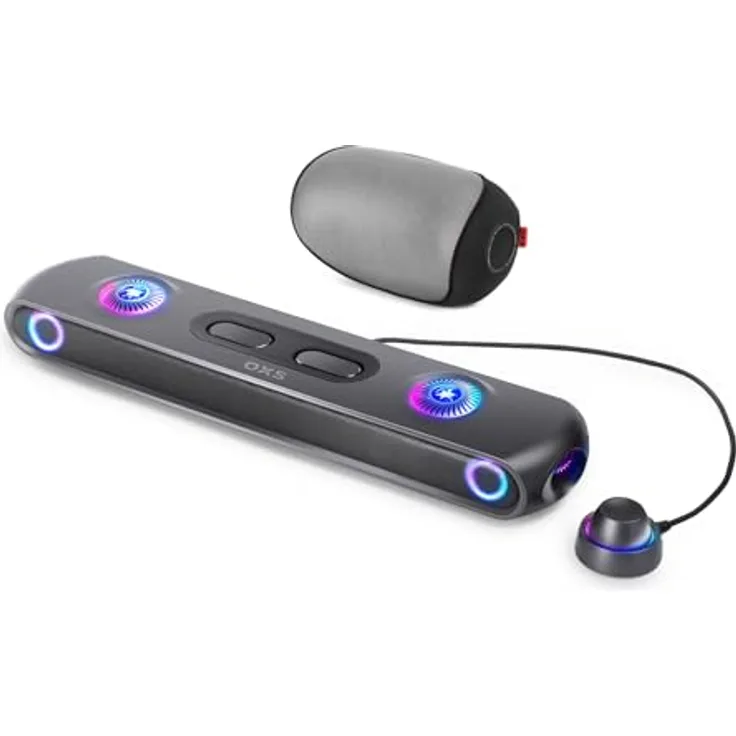 OXS Thunder Pro+ Gaming Soundbar mit kabellosem Satelliten-Nackenlautsprecher, 7.1.2 Dolby Atmos, integriertem Woofer, RGB-Effekten und 3 Pro Gamer-Modi