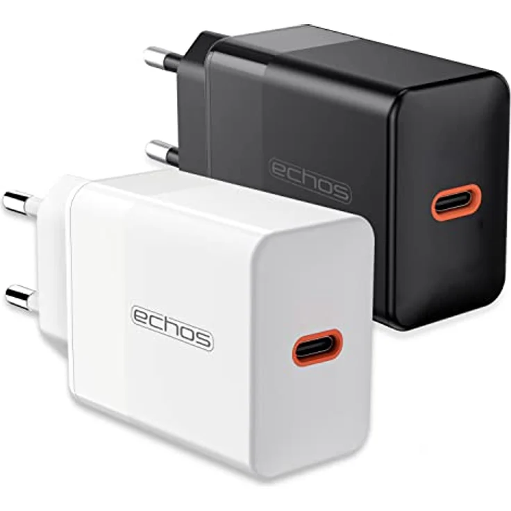 Echos 20W Ladegerät USB C Schnellladegerät Power Netzteil PD PPS Ladegerät Schnelllader Handy für iPhone Samsung Galaxy Ipad Huawei Xiaomi HTC Sony LG und viele mehr (Weiß USB-C) – Bild 1