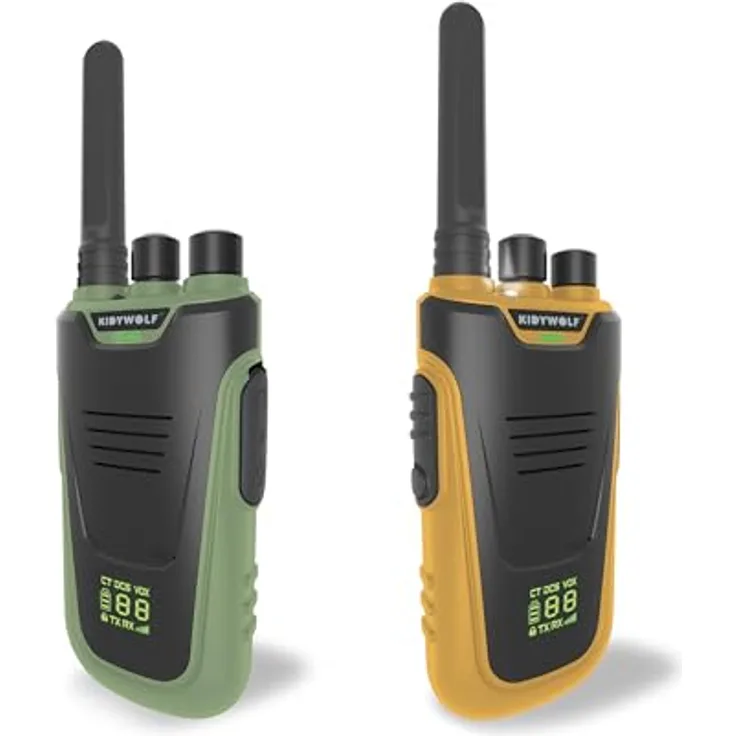 KIDYWOLF Walkie-Talkies mit Taschenlampe, Reichweite bis 6 km, grün/orange