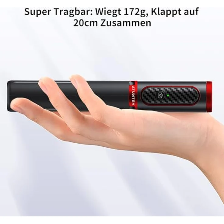 ATUMTEK Selfie Stick Stativ, 3-in-1 Aluminium Handy Stativ mit Bluetooth-Fernbedienung, kompatibel mit iPhone 17/16/15/14/13/12 mini/11 Pro und Samsung Smartphones, Rot – Bild 4