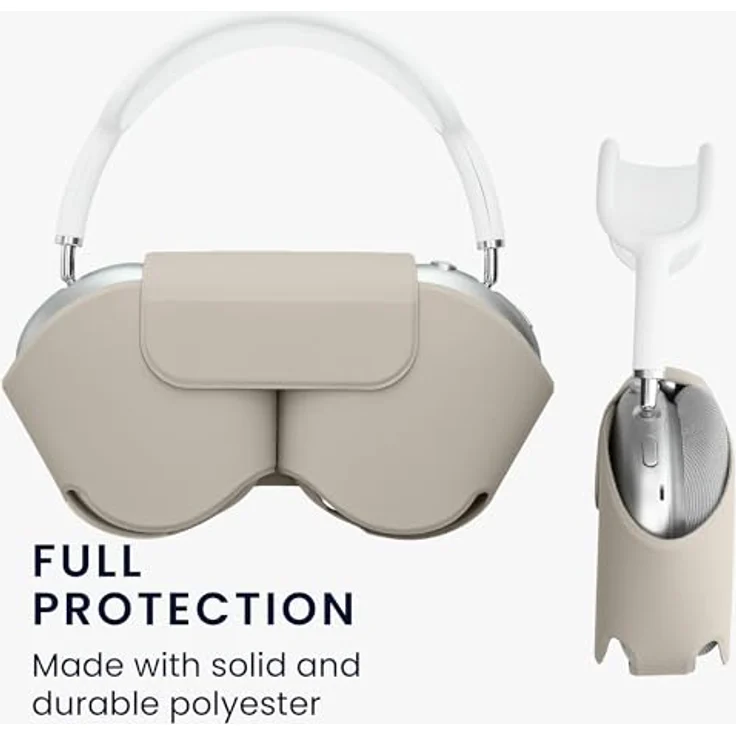 kwmobile Kopfhörer-Schutzhülle Hülle für Apple AirPods Max Case aus Polyester, Kopfhörer Tasche Etui - Cover in Hellgrau – Bild 4