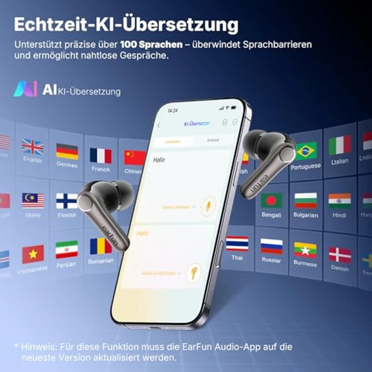 EarFun Air Pro 4+ Bluetooth Kopfhörer, Noise Cancelling, Hi-Res Audio, 54 Std. Akku, Multipoint, IP55, schwarz – Bild 6