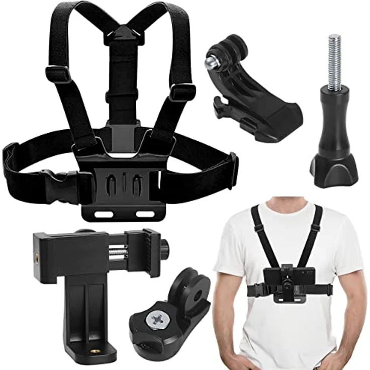 Fulushouxi Handy Brustgurthalter, verstellbare Fixierungshalterung für GoPro Hero 2018/7/6/5/4/3, Multifunktions Kamera Handyhalterung aus ABS/Nylon, ideal für Outdoor-Aktivitäten – Bild 1