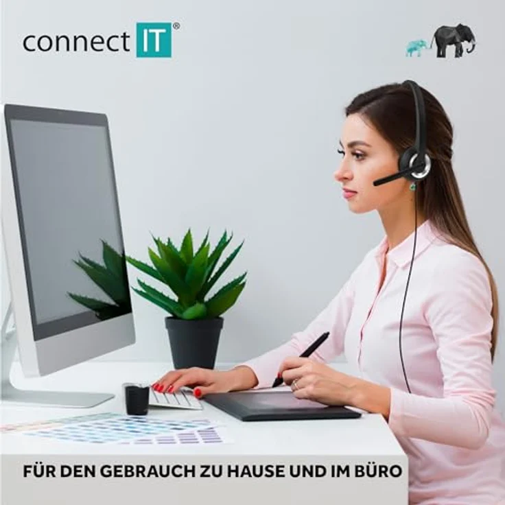 CONNECT IT Home Office Headphones | Einfache Callcenter-Kopfhörer mit Mikrofon - Komfortable Ohrpolster - Klarer Sound - Universelle Kompatibilität - Perfekt für Büro, Homeoffice - Leicht, SCHWARZ – Bild 2