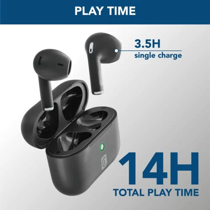 cellularline | Crystal | TWS Bluetooth 5.0 Kabelloser In-Ear-Kopfhörer mit Ladebox – Umgebungsgeräuschunterdrückung – Sprechzeit: 3,5 Stunden – Aufladen: 1,5 Stunden – Reichweite: 10 m Schwarz – Bild 3