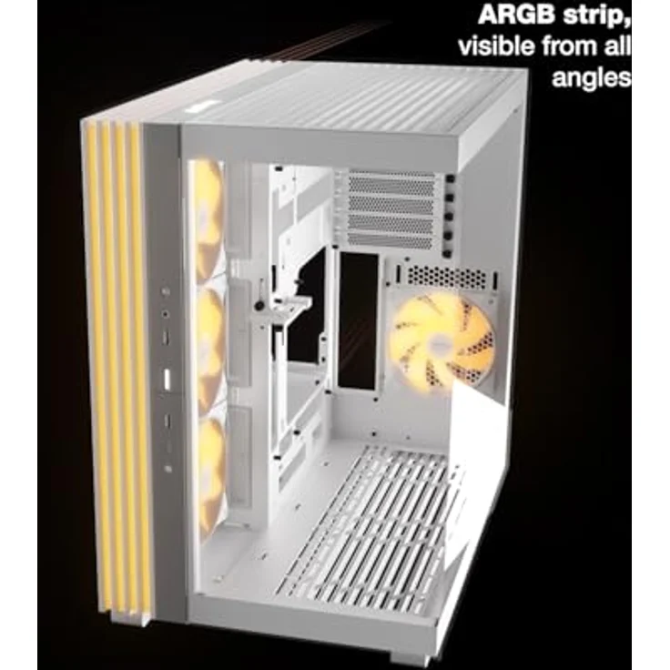 be quiet! Light Base 600 DX Black PC-Gehäuse, Show Case mit massivem ARGB LED-Streifen, invertierbar und horizontal nutzbar, Backside Connector Design – Bild 3