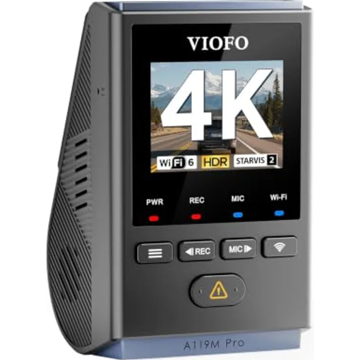 VIOFO A119M Pro Dashcam, 4K Routenrekorder mit Sony STARVIS 2 Sensor, integriertes Wi-Fi 6 und Bluetooth
