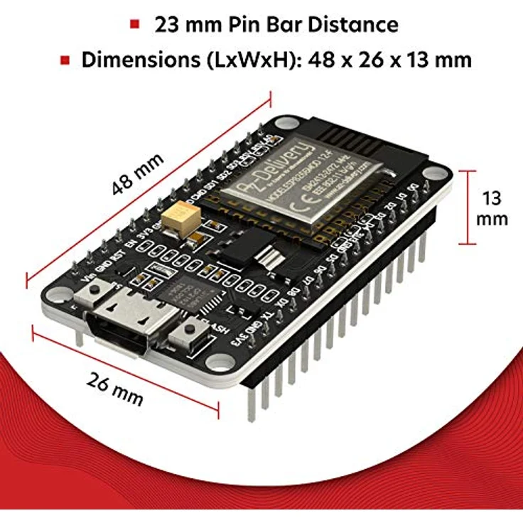 AZDelivery 25 x NodeMCU Amica Modul V2 ESP8266 ESP-12F WiFi Development Board - CP2102 kompatibel mit Arduino - inkl. Installationsanleitung E-Book – Bild 3