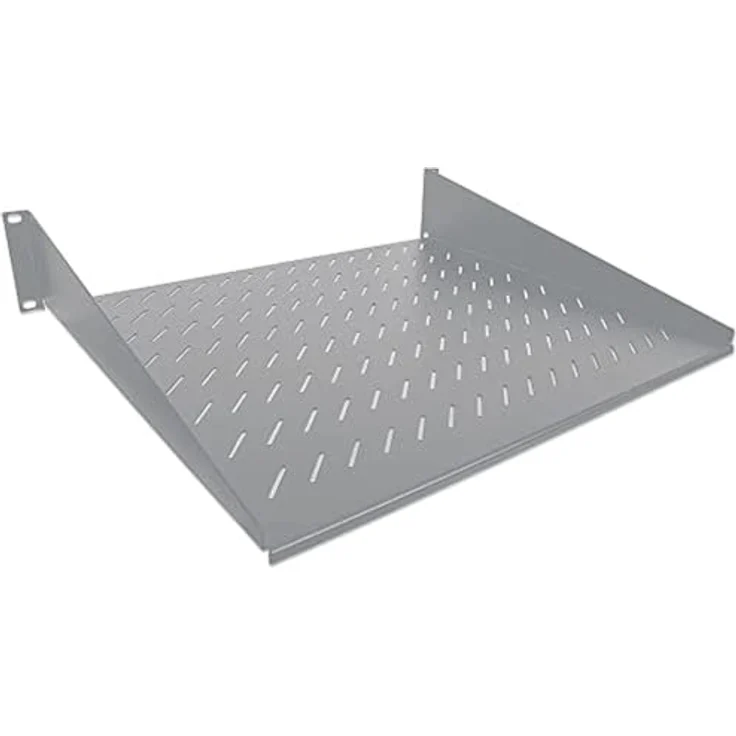 Intellinet 19'' Fachboden zur Frontmontage 2 HE ( Montage an den beiden vorderen Profilschienen ) 400 mm Tiefe perforiert grau 712224 – Bild 8