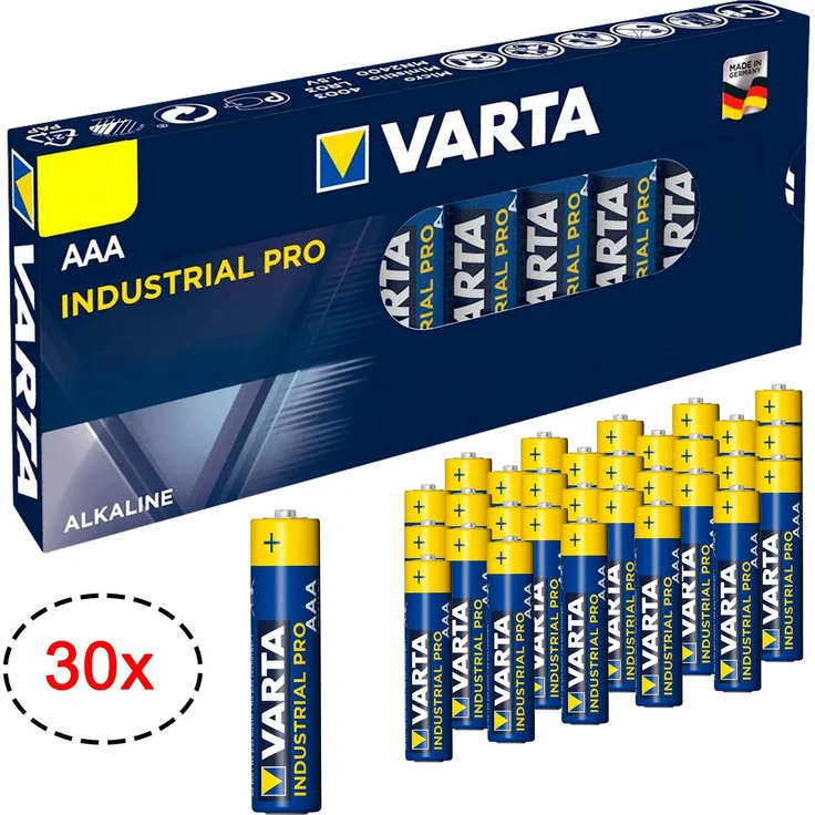 VARTA Industrial PRO Micro AAA LR03, 30er Pack Alkaline Batterie, 1.5V, langlebig und zuverlässig