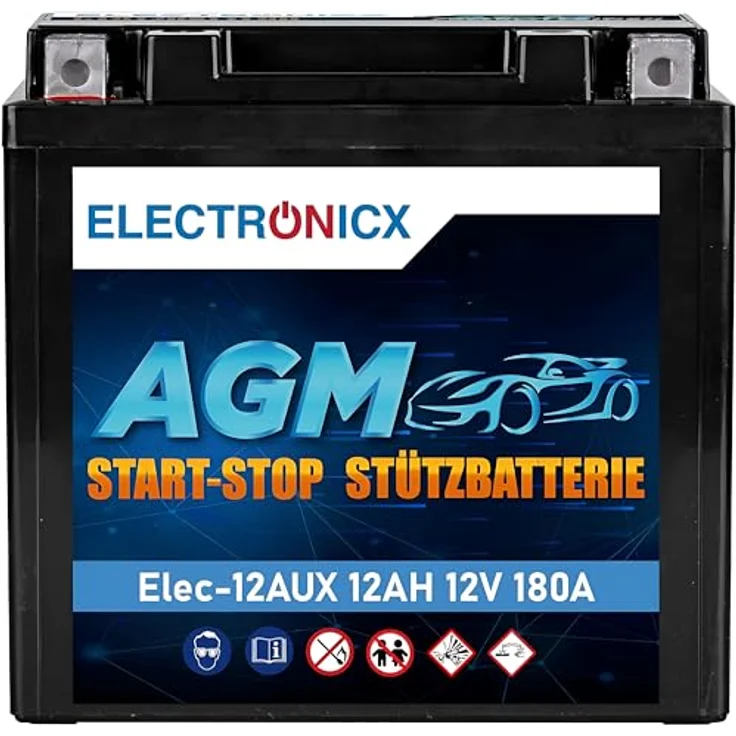Electronicx Caravan Edition AGM Stützbatterie 12Ah 12V, wartungsfrei, auslaufsicher, tiefentladungsfest für Wohnmobil und Caravan – Bild 1