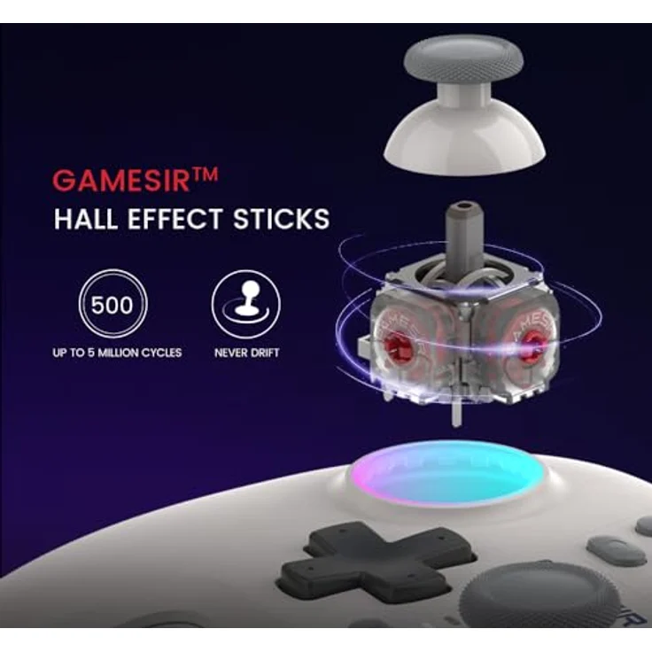 GameSir Nova Wireless Switch Pro Controller, Switch Controller mit Hall-Effekt JoySticks, RGB LED, Turbo, programmierbar, Bewegungssteuerung, Wake Up Funktion (Weiß) – Bild 5