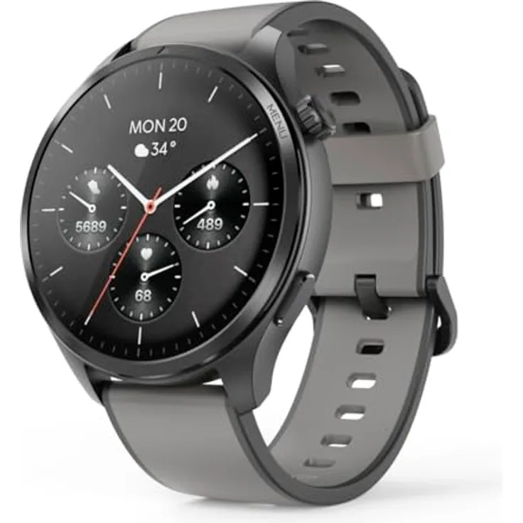 Hama Smartwatch 9000 (Musikspeicher, AMOLED Farbdisplay 1,43“ Panda Glass, GPS, Telefonfunktion, wasserdicht, WhatsApp, Sprachassistent, Schlaftracker, 110 Sportmodi, Schrittzähler, Pulsmesser) schwarz