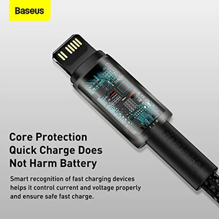 Baseus USB Type C Kabel CATLWJ-A01, 20 W Fast Charging, 2 m, schwarz, Nylon geflochten, robuste Zinklegierung, Datenübertragung 480 Mbit/s – Bild 6