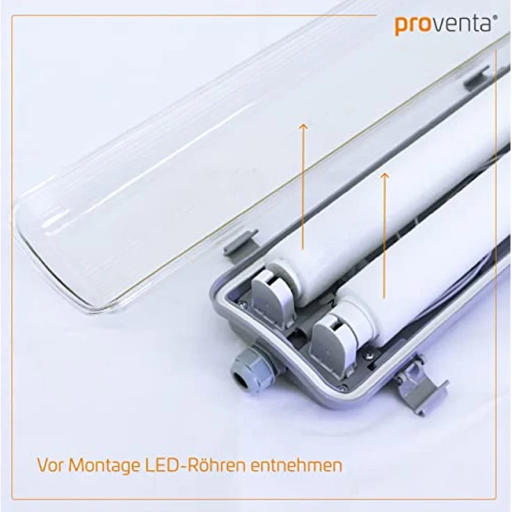 LED-Feuchtraumleuchte 120 cm mit 2 LED-Röhren, IP65, 4.000 K, 36 W, 3.780 Lumen – Bild 4