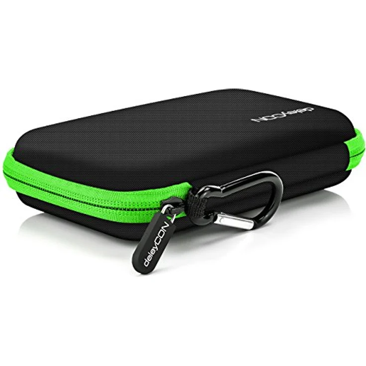 deleyCON Festplattentasche HDD Case für 2,5 Zoll Festplatten und SSD, robust & stoßsicher, 2 Innenfächer, schwarz/grün – Bild 5