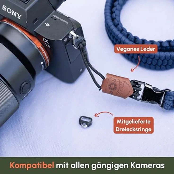 C-Rope Kameragurt THE TRAVELER handgeflochten aus Paracord, Schultergurt mit Schnellverschluss, 100cm, Navy Blau – Bild 5