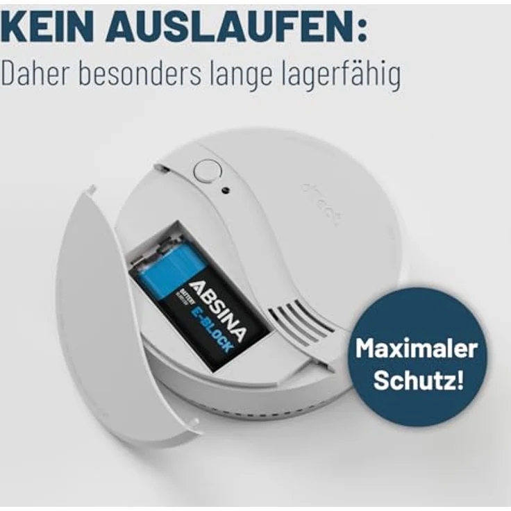 ABSINA 8X 9V Blockbatterie Alkaline, langlebig & auslaufsicher, ideal für Rauchmelder und mehr, Temperaturbereich -20°C bis +60°C – Bild 5