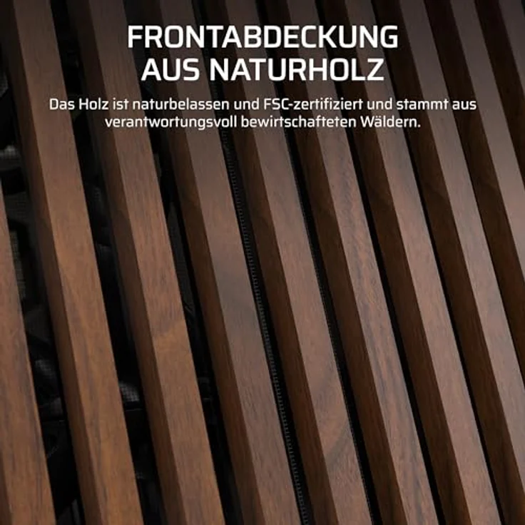 Corsair FRAME 5000D WOOD RS, Midi Tower PC, Schwarz/Braun, ATX, EATX, micro ATX, Mini-ITX, gehärtetes Glas, Gaming, mit RGB-Beleuchtung – Bild 5