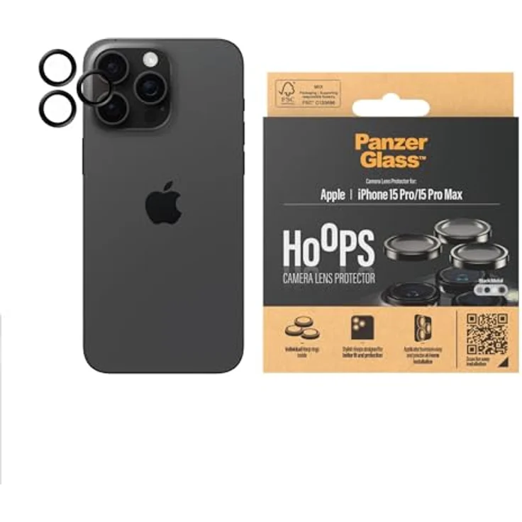 PanzerGlass Hoops™ Kamera Linsenschutz für iPhone 15 Pro | 15 Pro Max, Schwarz Metall, kratz- und stoßfest, einfache Installation, fingerprint-resistent – Bild 3