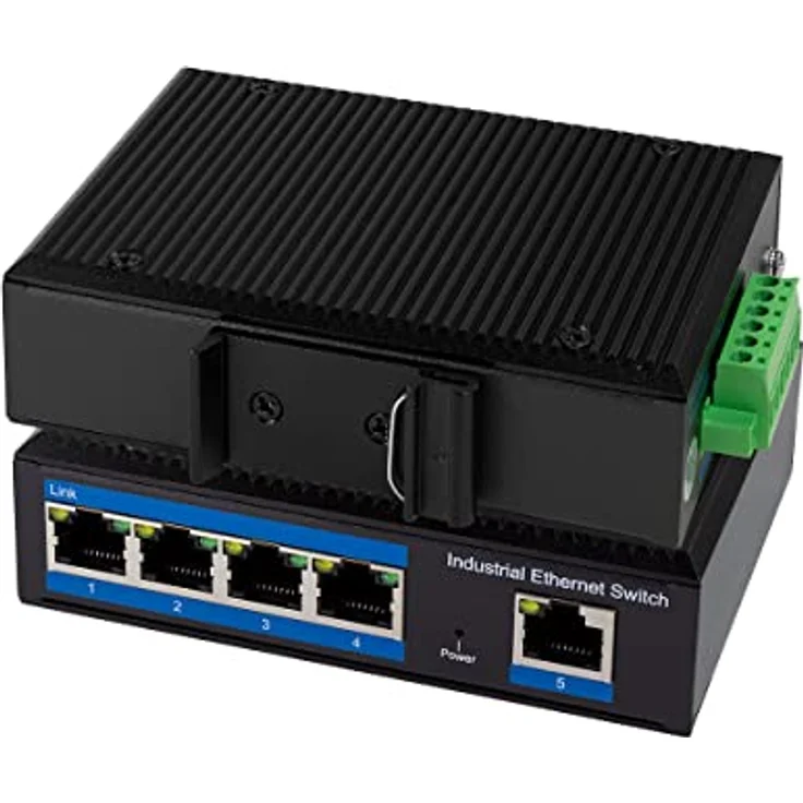 LogiLink NS202P - Industrieller Gigabit Ethernet Switch, 5-Port 10/100/1000 Mbps, mit PoE (Power Over Ethernet) – Bild 2