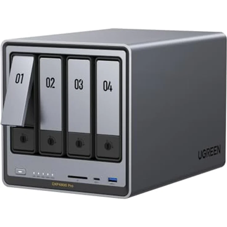 UGREEN NASync DXP4800 Pro, 4-Bay Desktop-NAS, Intel i3-1315U 6-Kern-Prozessor, 8GB DDR5 (erweiterbar bis 96GB), eingebaute 128GB-SSD, 10GbE & 2.5GbE LAN, zwei M.2 NVMe-Steckplätze, HDMI 4K (ohne Festplatten) – Bild 1