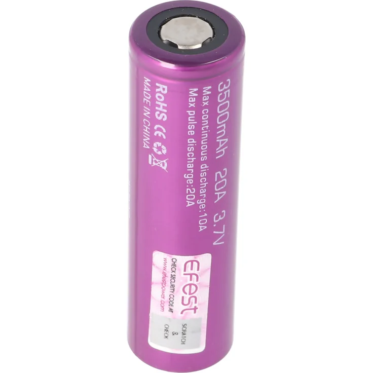 Efest Purple IMR 18650 Akku, 3500mAh Li-Ion 3,6V - 3,7V, ungeschützt, Flat Top