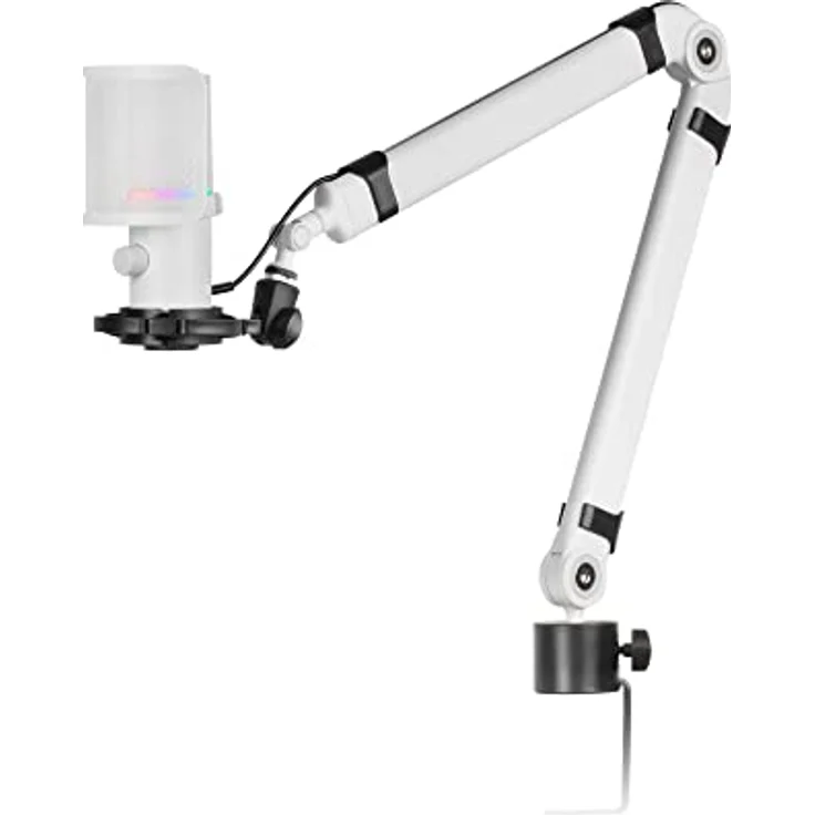 MARSGAMING MMIC-XT, Professionelles High Definition 192Khz 24-bit Studiomikrofon, Kugelarm, Anti Shock Mount, Pop Filter Metallgitter, weiß – Bild 1