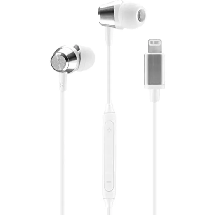 Music Sound | Ergonomische kabelgebundene In-Ear-Kopfhörer mit Lightning MFI-Anschluss - Weiß
