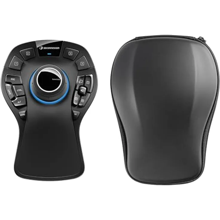 3Dconnexion SpaceMouse Pro Wireless Bluetooth 3D-Maus mattschwarz, patentsierte Sensortechnologie, QuickView-Tasten, wiederaufladbarer Akku.