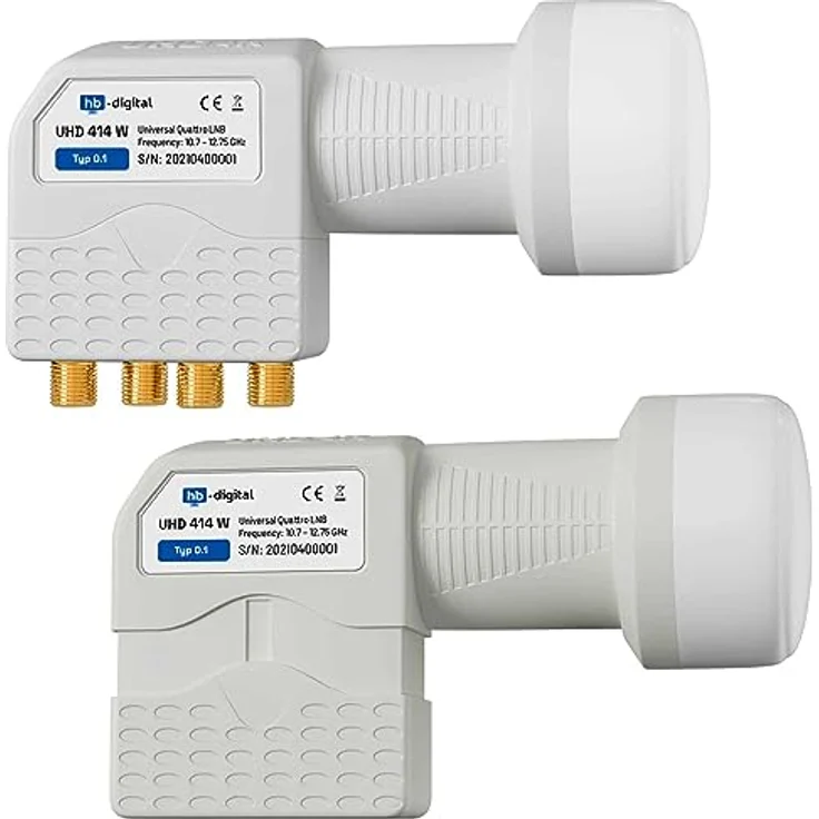 HB-DIGITAL Quattro LNB LNC für Multischalter, Full HD TV 3D 4K, Weiß, vergoldete Kontakte, wetterfest, längerer Hals – Bild 3