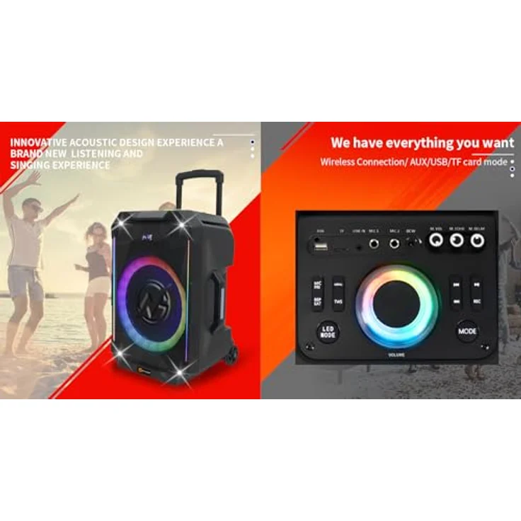 N-Gear The Flash 1540, 15-Zoll Bluetooth-Lautsprecher mit Lichtshow, Mikrofon und 500 Watt Leistung – Bild 6