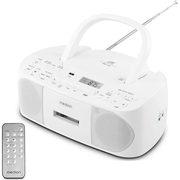 MEDION LIFE E64070 Stereo Sound System Boombox tragbar CD MP3 Player USB weiß – Bild 2