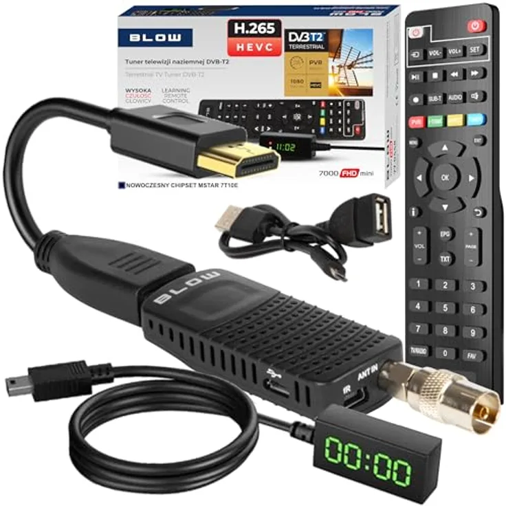 Blow 77-044 DVB-T/T2 7000FHD H.265 Mini Digitaler TV-Decoder mit PVR-Funktion, HDMI und WLAN-Unterstützung