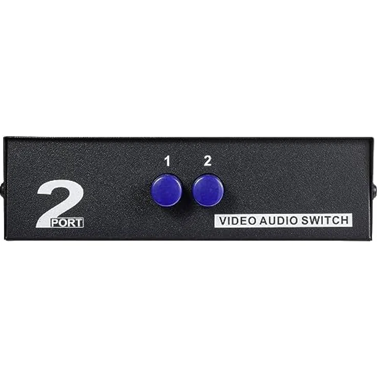 SpeaKa Professional SP-11175216, 2 Port Composite-Switch mit Audio-Ports, manueller bidirektionaler Verteiler für kristallklare Audio- und Videoübertragung – Bild 3