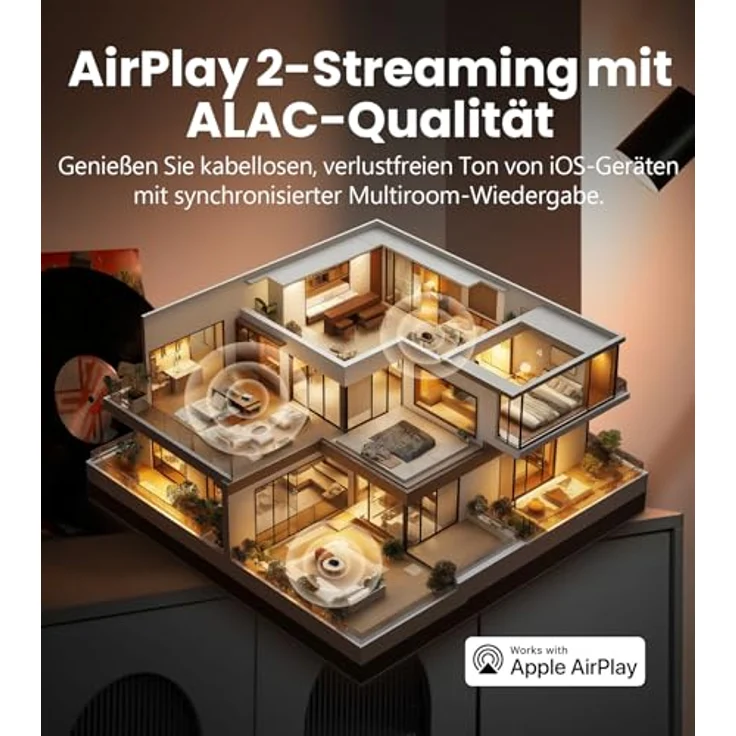 Edifier S300, Kabelloser Hi-Fi-Tischlautsprecher mit 80 W Leistung, AirPlay 2, Hi-Res-Audio und Fernbedienung – Schwarzes Walnussholz – Bild 5